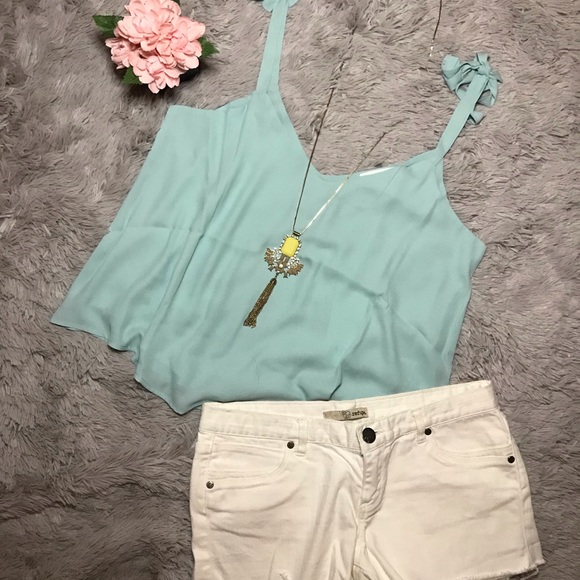 :::ONE LEFT::: Light mint/pastel tank blouse! - Picture 2 of 3